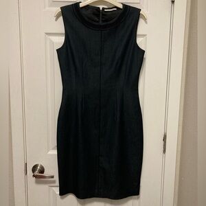 Tahari Black Sleeveless Exposed Zipper Denim Size Small Sheath Mini Dress